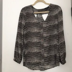 Drew silk button down blouse with back detailing